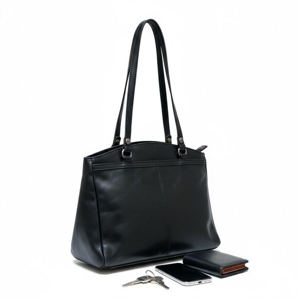 Patricia Nash Shoulder Bag Black Leather Minimalist Everyday Wear Tote NWT $199 - Picture 1 of 16